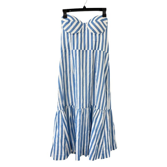 Aqua Stripe Bustier Midi Dress Size XL- New - Picture 7 of 15